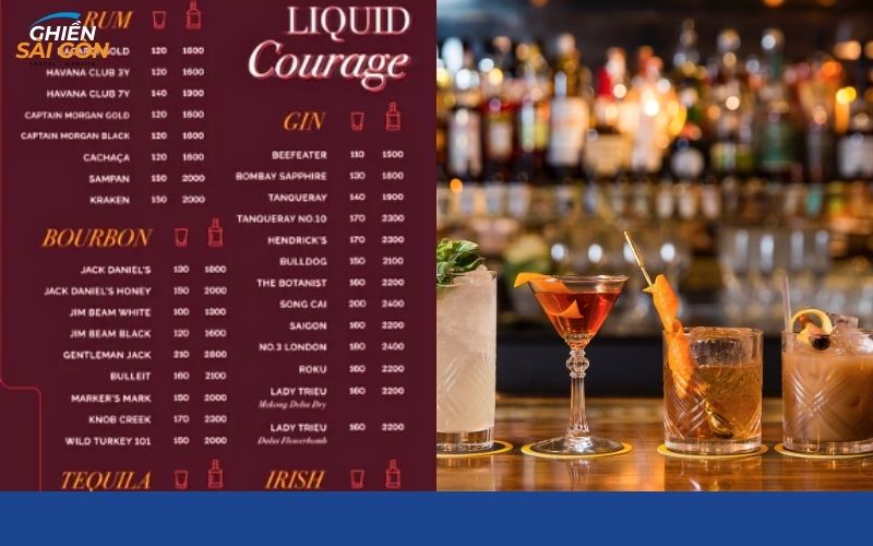 Menu cocktail tại Thi Bar Saigon